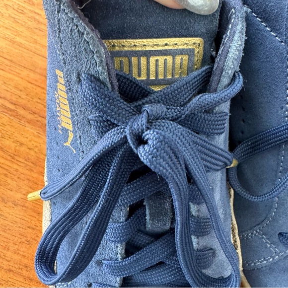 PUMA Match Shoes In Suede Navy And Gold Snake Skin Accents - Like New, S… - Picture 5 of 13